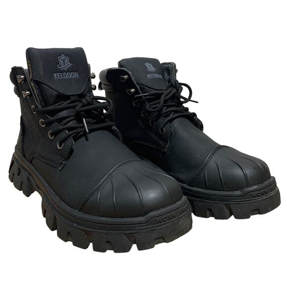 Kelodon Mens Size 9.5 Black Waterproof Steel Toe Memory Foam Non Slip Work Boots main image 4
